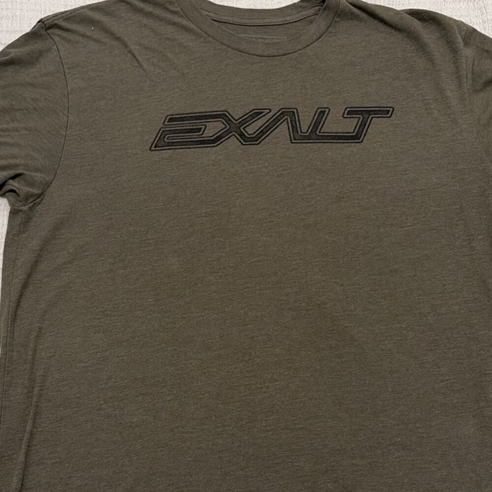 Men's Short Sleeve Logo T-Shirt Olive Green Crew Neck Jersey Cotton Size L
